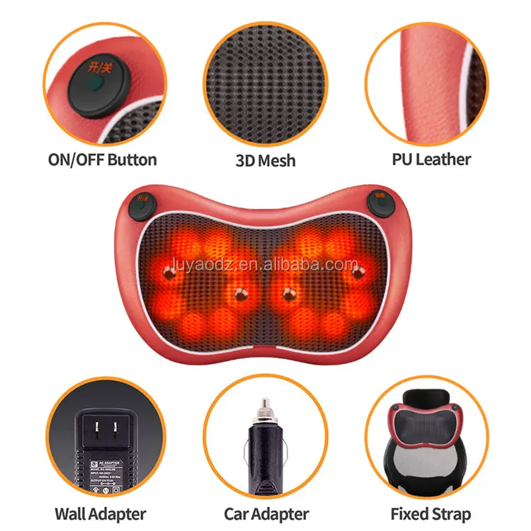 Luxury 2 buttons neck back spa shiatsu car massage pillow with heating LY-735A