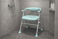 Chaise de douche pliable brevetée avec petit dossier, légère et peu encombrante