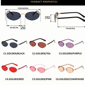 Gafas de Sol Redondas sin Montura de Aleación Retro de Moda con Logotipo Personalizado 2025, Gafas de Sol Ovaladas Pequeñas con Protección UV400 para Hombre y Mujer - Product Image 6