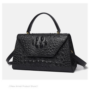 Luxury Crocodile Hand Bag - Business Style, PU Leather, Zip Closure