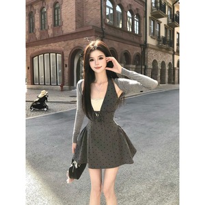 Polka Dot Halter Mini Dress With Wrap Tie Natural Waist Breathable Summer Dress For Daily Wear And Parties - Product Image 5