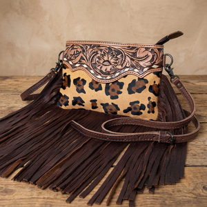 Bolso Bandolera de Cuero Vacuno Bohemio Vintage de Alta Calidad con Dos Correas y Flecos - Product Image 2