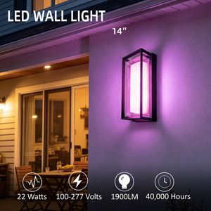 RGBCW App <strong>Controlled</strong> LED Outdoor Wall Light 14 Inch 22W IP65 ETL CETL 100-277V Exterior Aluminum Wall Lamp - Product Image 2