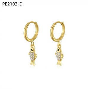 Pendientes de aro Amy Amy Fish con forma de pez, chapados en plata, con cristales de imitación, joyería de moda para mujer, regalo - Product Image 3