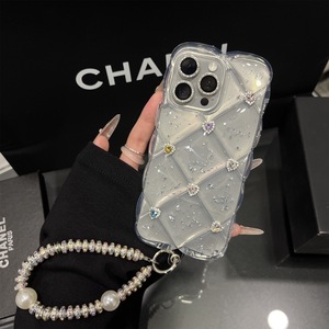 Diseñador de lujo Glitter Diamond Puffer Phone Strap Chain Cover para iPhone 16 <span class=keywords><strong>Pro</strong></span> Max 15 <span class=keywords><strong>Pro</strong></span> <span class=keywords><strong>13</strong></span> 14 Plus 11 12 Electroplate - Product Image 4