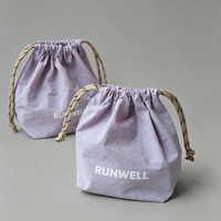 Pochette en tissu violet clair RUNWELL avec cordon de serrage, logo personnalisé imprimé, sac de rangement en coton, sac à cosmétiques, trousse de maquillage, organiseur de voyage
