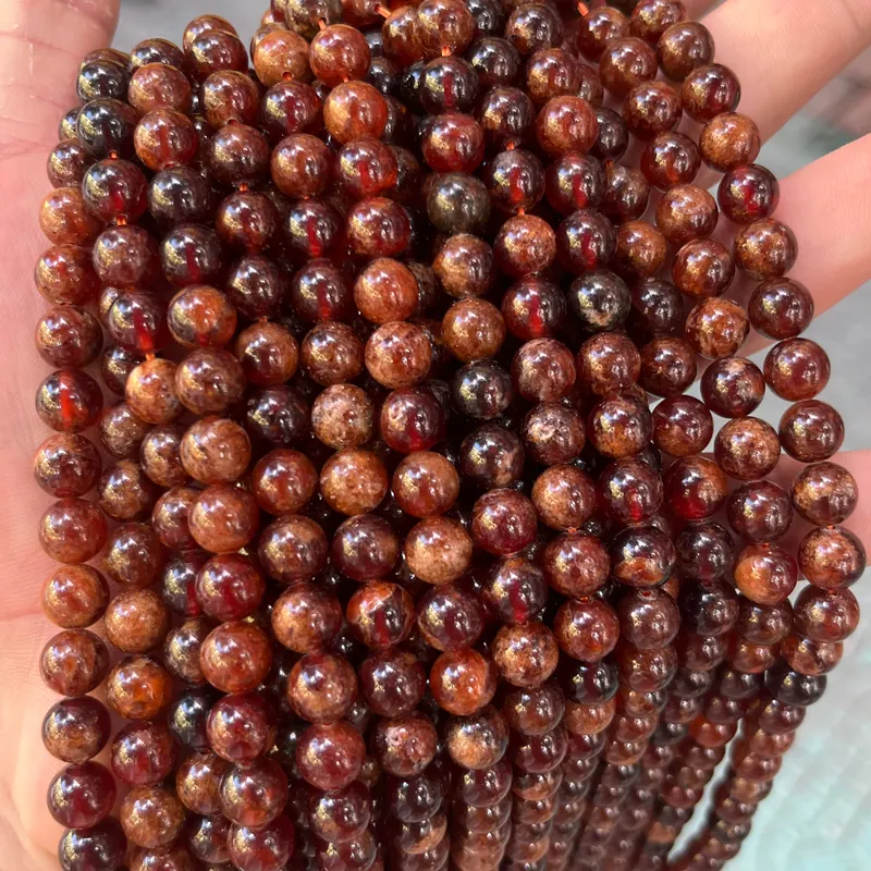 Orange Garnet Semi Precious Stones Natural Gemstone Round Orange Red Garnet Stone Loose Beads For Jewelry Making