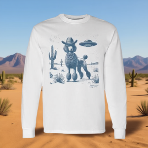 Camiseta de manga larga Poodle Cowboy Ufo con diseño del desierto occidental - Product Image 3