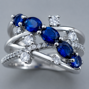 Anello Geometrico Intrecciato con Zircone Blu Impilabile per Donne, Elegante Gioiello da Dito alla Moda - Product Image 5