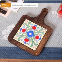 Set de table et sous-verre en bois massif de style japonais avec motif floral, résistant à la chaleur et aux hautes températures, pour cuisine