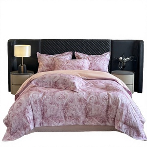 Juego de Ropa de Cama Moderna de Algodón Lavado, 4 Piezas, Estampado Floral, Funda de Edredón Suave y Transpirable, Tejido Orgánico de 300 Hilos - Product Image 2