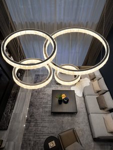 High-end Living Room Chandelier Modern Simple Nordic <strong>Light</strong> Luxury Crystal High Ceiling Hollow <strong>Loft</strong> Villa <strong>Covering</strong> Large <strong>Light</strong> - Product Image 3
