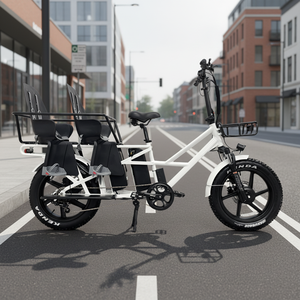 Vélos <span class=keywords><strong>cargo</strong></span> électriques longue portée 48V à double batterie 20 pouces avec sièges pour bébés, fabriqués en usine OEM - Product Image 5