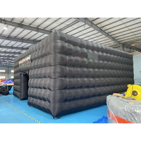 Tente de fête extérieure en PVC, cube gonflable d'éclairage disco LED portable noir OEM, 8x8x4m