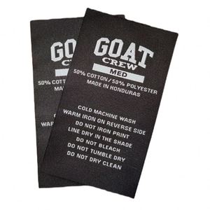 Étiquettes et tags tissés en polyester écologiques avec logo personnalisé pour vêtements, sacs, chaussures, accessoires - Couleur personnalisée cousue - Product Image 1
