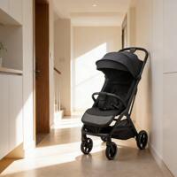 Poussette pliable pour bébé approuvée par les compagnies aériennes, cadre en aluminium, amortissement des chocs, avec poignée en PU, accoudoir amovible, poussette pour nourrissons