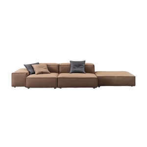 Sofá Cuadrado Minimalista Italiano de Una Plaza, en Cuero y Metal, Diseño de Lujo Ligero para Sala de Estar, Estilo Tofu Block, Ideal para Apartamentos Pequeños - Product Image 2