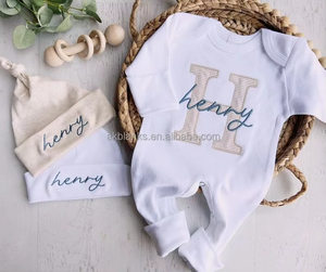 Vestiti personalizzati per neonato autunno inverno 100% pettinato in cotone dormiente piegati su cappello Unisex che torna a casa 2025 - Product Image 1