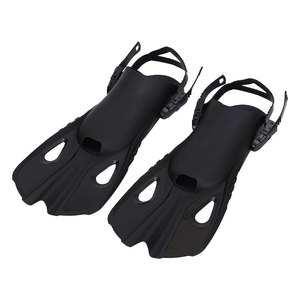 ครีบว่ายน้ำแบบเปิดส้นเท้า ปรับได้ อุปกรณ์ฝึกซ้อมระดับมืออาชีพ สีดำ วัสดุ PPTPR สำหรับดำน้ำฟรีไดฟ์วิ่งและว่ายน้ำ - Product Image 1