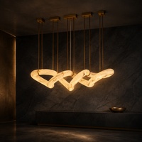 Lustre suspendu moderne en marbre naturel espagnol, cuivre et or, avec télécommande 360°, économie d'énergie, luxe, pour villa et salon