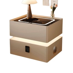 Xu Hướng Mới Đồ Nội Thất Phòng Ngủ Đêm Đứng Ánh Sáng Màu <span class=keywords><strong>Grey</strong></span> Đầu Giường Với An Toàn Không Dây Sạc LED Bàn Cạnh Giường Ngủ - Product Image 2