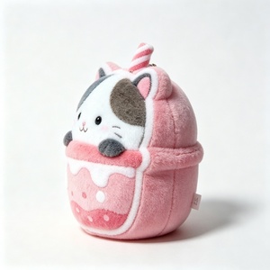 Custom <b>cat</b> boba plush, calico <b>cat</b> milk tea plush, strawberry bubble tea <b>cat</b> plush, pink <b>cat</b> drink stuffed toy - Product Image 4