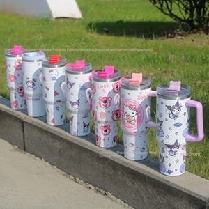 Cross-Border 40oz Handle Car Cup Thermos with Straw Carton Cold Ice <b>Mug</b> for Back to School Wholesale - Product Image 1