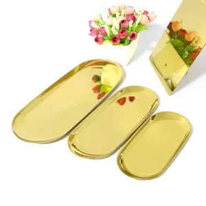 2019 New Products Retail Oval Metal Serving Rolling Tray Ins Luxurious Oval Snack Fruit Plate MP-01