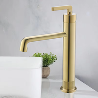 Robinet mitigeur moderne en laiton poli à poignée unique pour lavabo sur colonne, avec cartouche céramique, installation monotrou sur comptoir