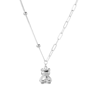 Collana Panda di Cristallo Girocollo Panda Argento Cuore Verde