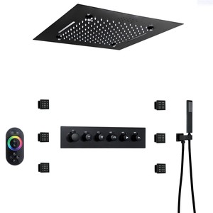 Soffione <span class=keywords><strong>Doccia</strong></span> a LED Cromato 500*500mm con Funzione Musicale, Set <span class=keywords><strong>Doccia</strong></span> Incassato con Termostato, Getti a Pioggia e Massaggio in Ceramica - Product Image 6