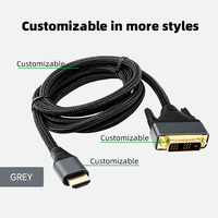 Câble DVI Pro WISTAR plaqué or de haute qualité avec connecteur 18+1 broches et blindage tressé pour ordinateur et moniteur