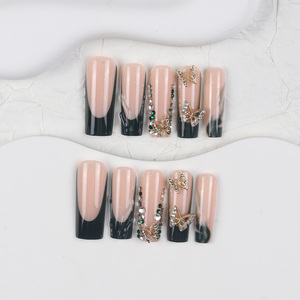 24pcs ABS Coffins Personnalisé Noir Papillon Français Diamants Presse sur <span class=keywords><strong>Ongles</strong></span> Vente en Gros <span class=keywords><strong>Produit</strong></span> du Fabricant <span class=keywords><strong>Faux</strong></span> <span class=keywords><strong>Ongles</strong></span> - Product Image 3