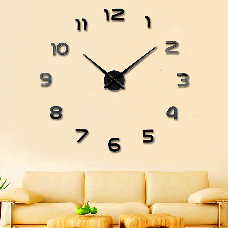 Minimalista nórdico de lujo mudo acrílico pegatina reloj barato pared hogar  decorativo moderno grandes números 3D DIY Relojes de pared al por mayor