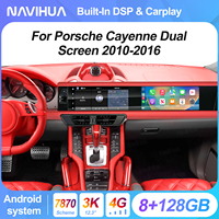 Nouvel écran double 12,3 pouces pour Porsche Cayenne 2010-2016, autoradio Android, Carplay, navigation, multimédia, divertissement copilote