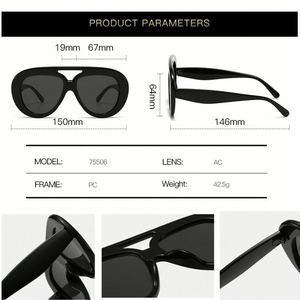 Lunettes de soleil rétro 2025 pour hommes et femmes, monture PC large, rondes, UV400, colorées, double pont, style pilote - Product Image 6