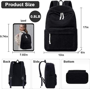 2025 Custom <b>Student</b> Corduroy Fabric <b>Backpack</b> Zipper Polyester Waterproof Laptop Compartment 20-39L Capacity for School Travel - Product Image 1