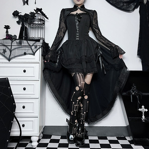 Elegante Vestido Vintage Gótico de Terciopelo Estilo Grunge Punk con Banda Flocada, Vestido sin Mangas para Mujer, Atuendo Alternativo para Fiesta - Product Image 3