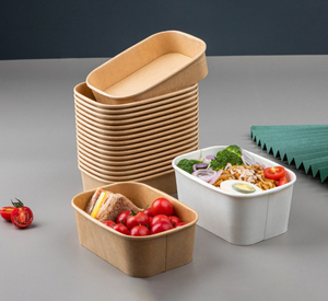 Contenants alimentaires rectangulaires en papier kraft à bord renforcé Greenpacking avec couvercles, recyclables, jetables, micro-ondables pour aliments chauds/froids - Product Image 3