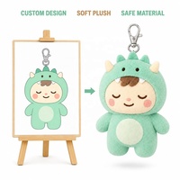Porte-clés Peluche Dinosaure Vert Menthe Personnalisé à Capuche, Breloque de Sac Douce en Peluche, Cadeau Promotionnel d'Usine OEM, Jouet Tendance