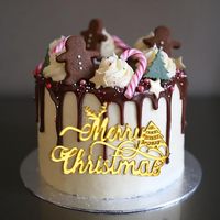 Goldener Spiegel Frohe Weihnachten Cupcake Topper Acryl Weihnachtsbaum DIY Kuchen Dekorationen Neujahrsgeschenk