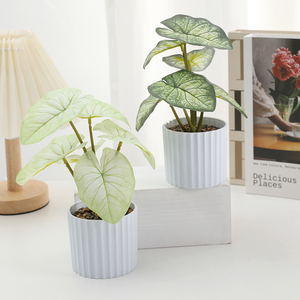 Tanaman buatan Bonsai 6 daun di garis vertikal Pot meja kantor dekorasi dalam ruangan luar ruangan dekorasi rumah - Product Image 3