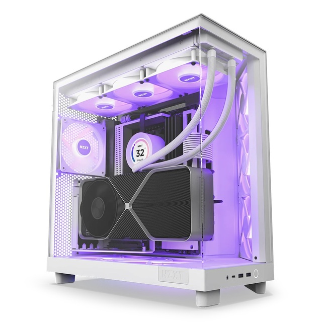 Computer Case H6 FLOW RGB WHITE with RGB FAN Middle Tower Case Gaming Computer Cases Gaming PC