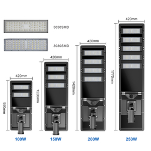 Precio barato carretera IP65 impermeable al aire libre 100W 150W 200W 250W integrado todo en una farola solar - Product Image 2
