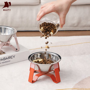 Erhöhte, umweltfreundliche, moderne, langlebige Katzennapf aus lebensmittelechtem Edelstahl mit rutschfestem Ständer, leicht zu reinigen und zu verstauen - Product Image 5