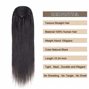 Queue de cheval Afro Puff à clipser, cheveux humains vierges Remy brésiliens, texture douce premium, facile à porter, aspect naturel - Product Image 4