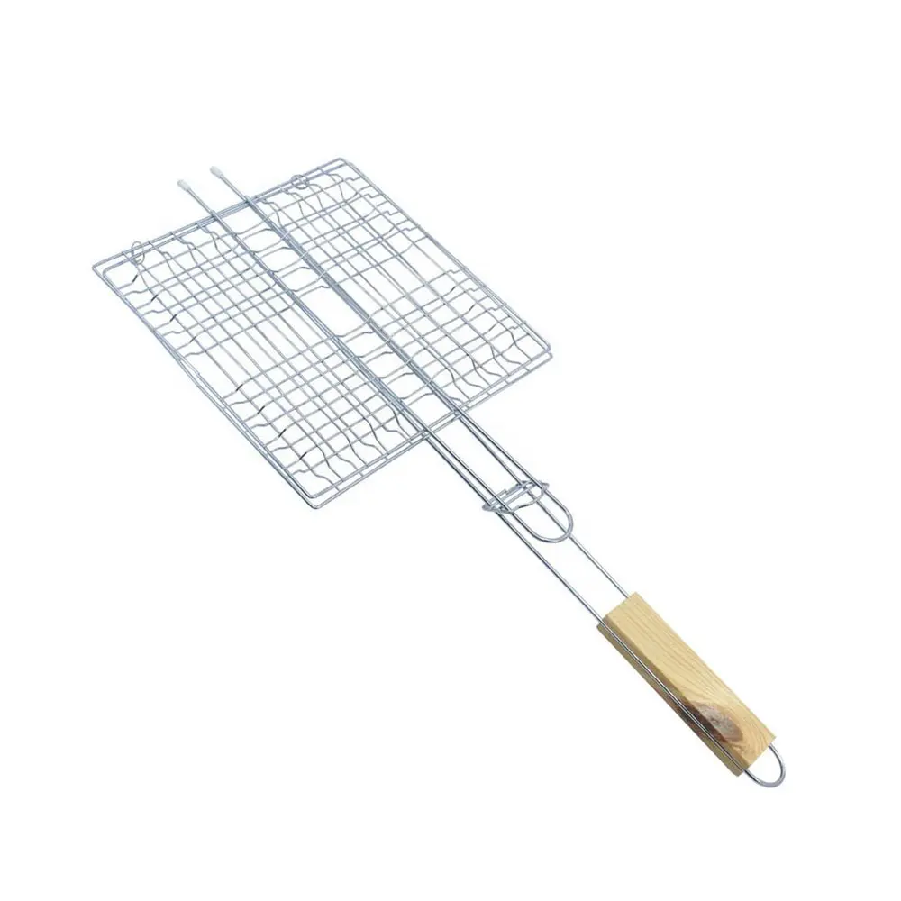 Schlussverkauf wasserdichter Bambus-BBQ-Grillkorb mit Stick angepasste XL-Größe für das Hausessen für Holzkohlezubehör
