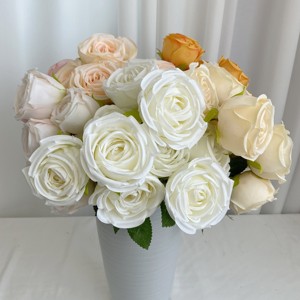 Fleurs artificielles en vrac à prix avantageux, très vendues, roses à 9 têtes, fleurs décoratives pour mariage - Product Image 1