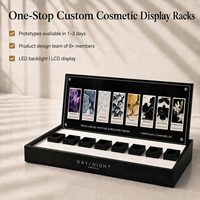 Expositor de Cosméticos Personalizado de Lujo en Acrílico Negro Mate con Retroiluminación LED Ecológica de 8 Ranuras, Fácil de Montar, para Ampollas, Sueros y Productos Faciales