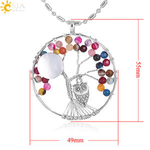 <span class=keywords><strong>CSJA</strong></span> 2020 Design Unique 7 Chakra Arbre De Vie Hibou Perles Agate Pendentif Collier pour Femmes Reiki Bijoux F308 - Product Image 5